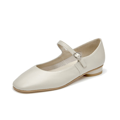 BeauToday Handmade Soft Sheepskin Leather Flat Mary Jane Shoes for Women