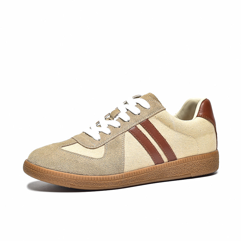 BeauToday German Army Trainers Classic Retro Leather Sneakers for