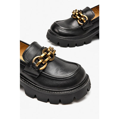 BeauToday Platform Loafers for Women with Metal Ornament BEAU TODAY