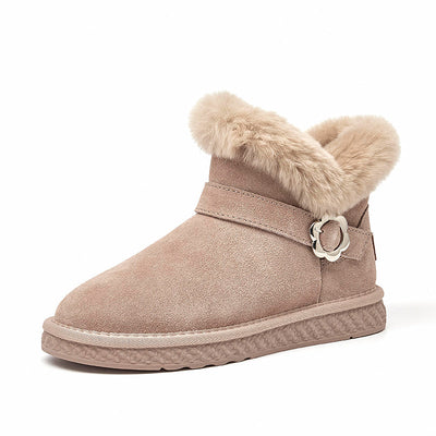 BeauToday Round Toe Fur Rabbit Hair Snow Boots for Women BEAU TODAY