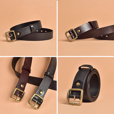 BeauToday Square Buckle Leather Belt for Women BEAU TODAY