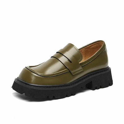 BeauToday Square Toe Chunky Loafers with Lug Sole for Women BEAU TODAY