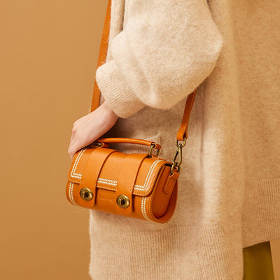 BeauToday Women's Genuine Leather Mini Handbag Vintage Shoulder Bags with Hasp Closure BEAU TODAY