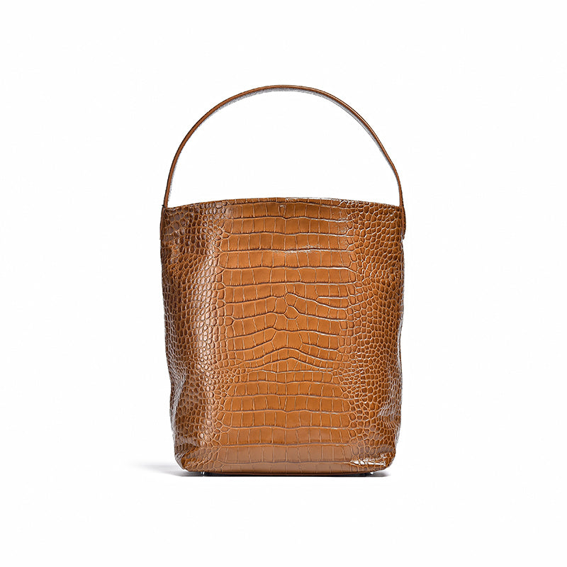 Women Cow Leather Alligator Print Zipper Bucket Bags – BEAU TODAY