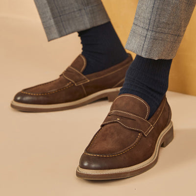 BeauToday Classic Leather Penny Loafers for Men
