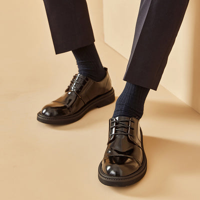BeauToday Leather Cap Toe Business Dress Shoes for Men