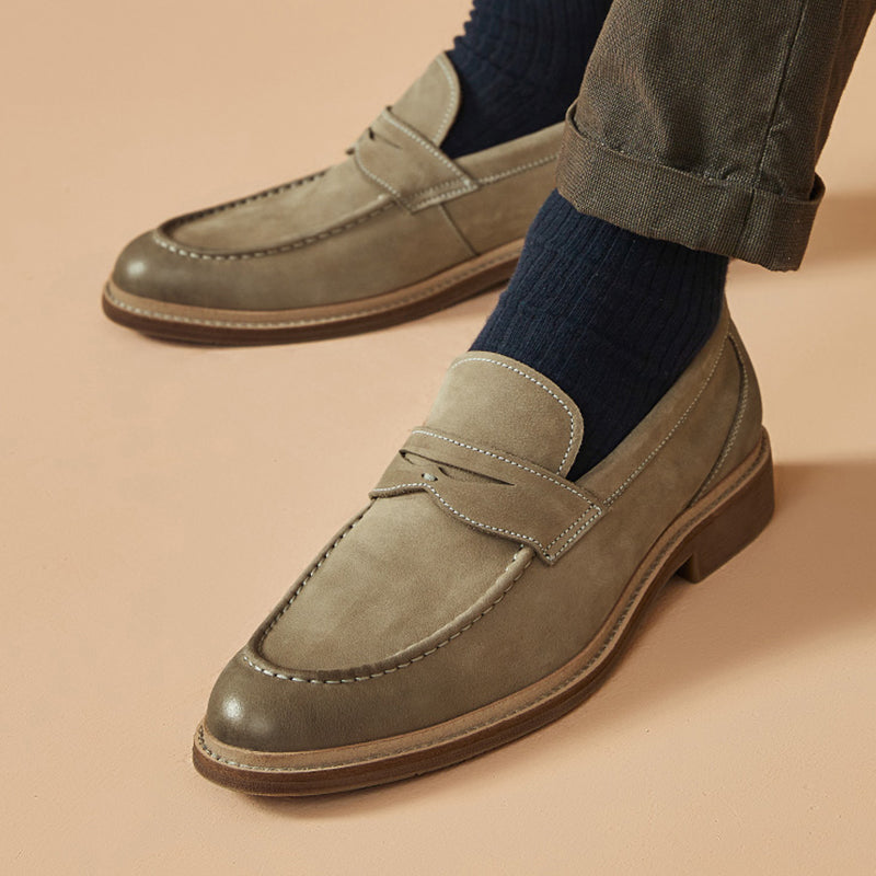 BeauToday Classic Leather Penny Loafers for Men