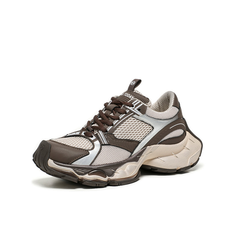 BeauToday Lace Up Mesh Chunky Platform Sneakers for Women