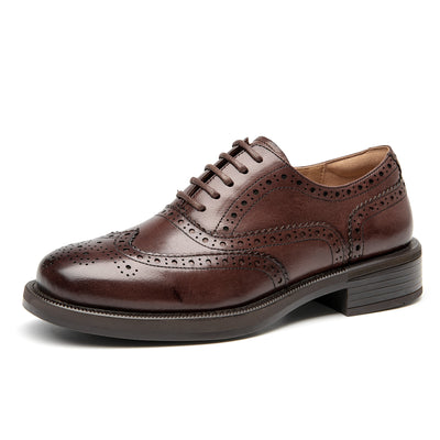 BEAU TODAY Casual Business Oxford Shoes Leather Wingtip Brogue Oxfords for Women