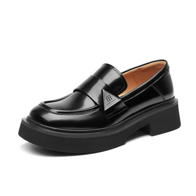 BeauToday Platform Cow Leather Penny Loafers for Women