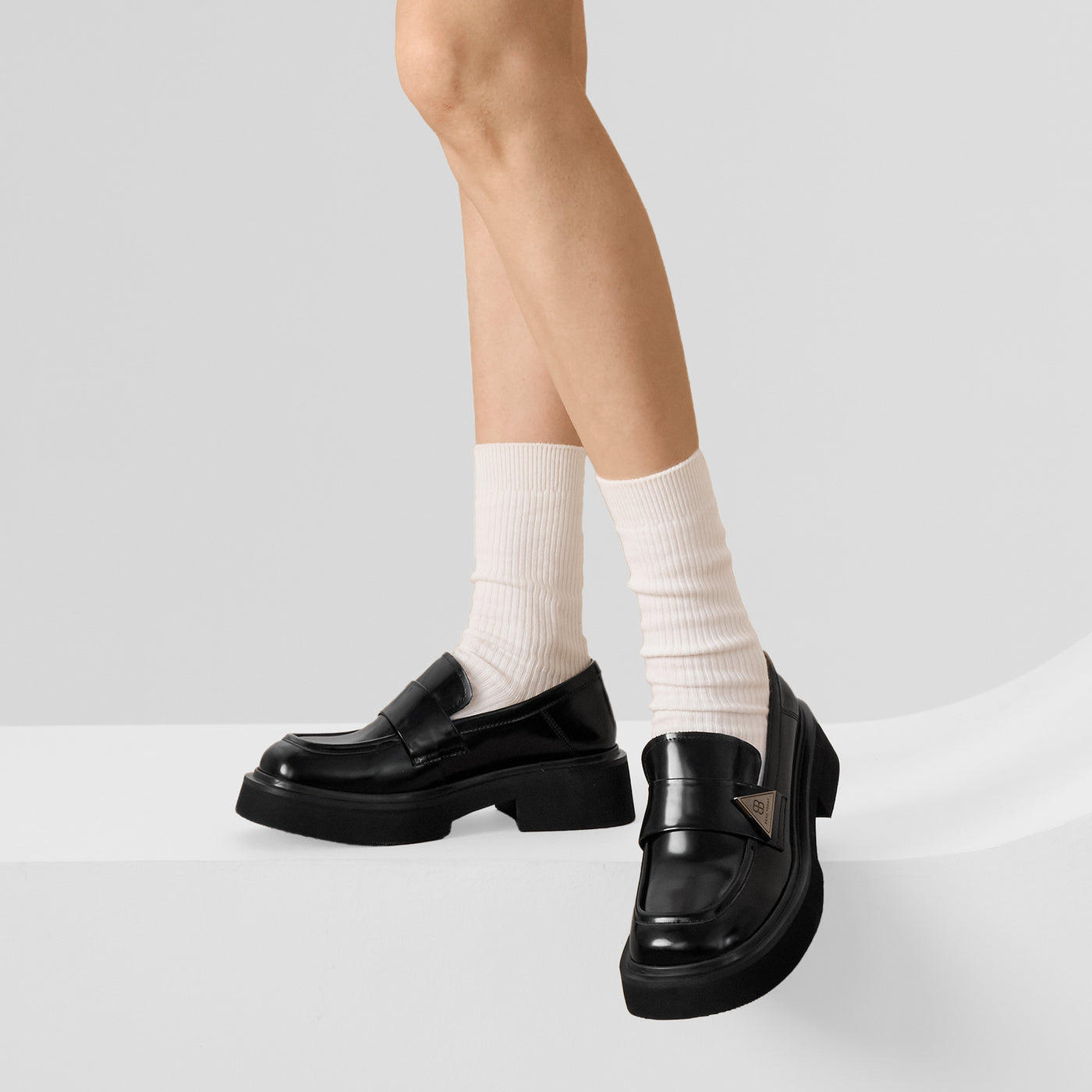 BeauToday Platform Cow Leather Penny Loafers for Women