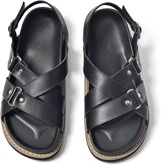 BeauToday Summer Platform Chunky Sandals with Crossed-over Band for Women