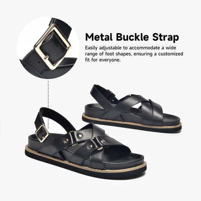 BeauToday Summer Platform Chunky Sandals with Crossed-over Band for Women