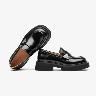 BeauToday Platform Cow Leather Penny Loafers for Women