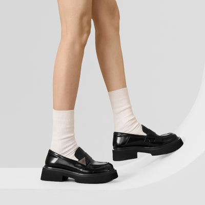 BeauToday Platform Cow Leather Penny Loafers for Women