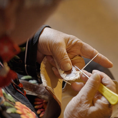 Beau Today Women's Handmade Leather Embroidered Crochet sandals