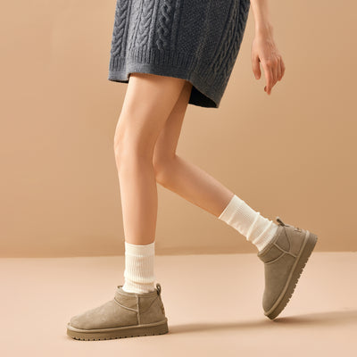 BeauToday Women's Wool Fur Lined  Mini Platform Ankle Boots