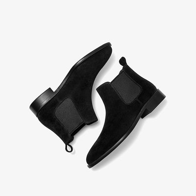 BeauToday Classic Suede Chelsea Boots with Pointed Toe Design Ankle Boots for Womem