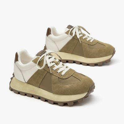 BeauToday Retro Tennis Trainers with Breathable Mesh for Women