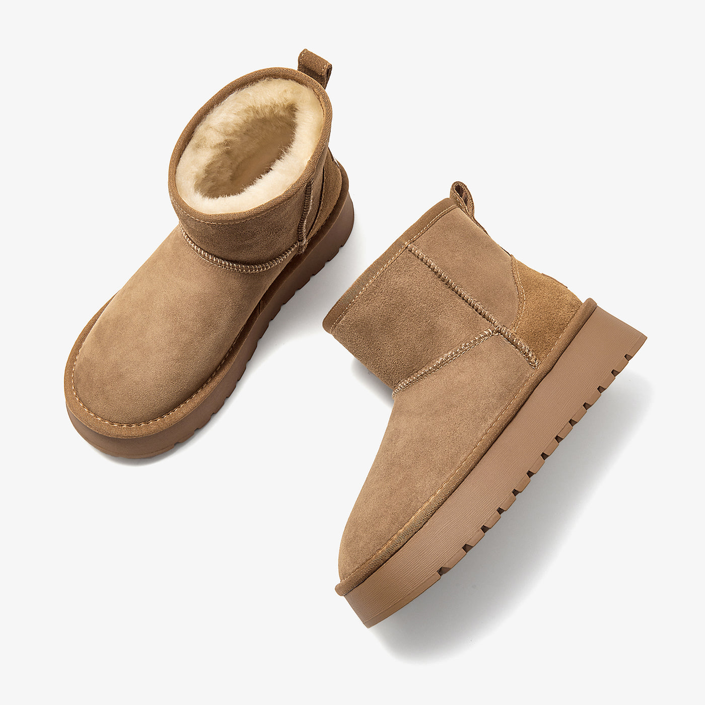 BeauToday Waterproof Platform Mini Boots with Premuim Wool Fur Lined for Women