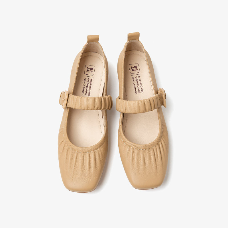 BeauToday Soft Sheepskin Mary Jane Shoes for Women