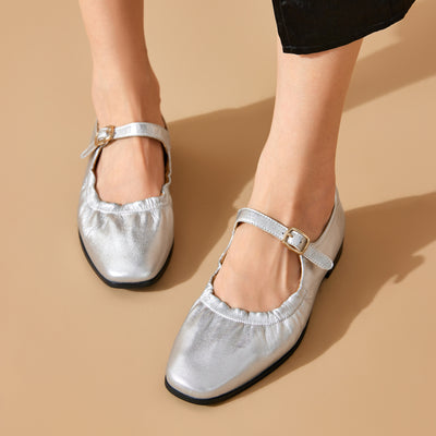 BeauToday Genuine Leather Mary Jane Flats Dressy for Women
