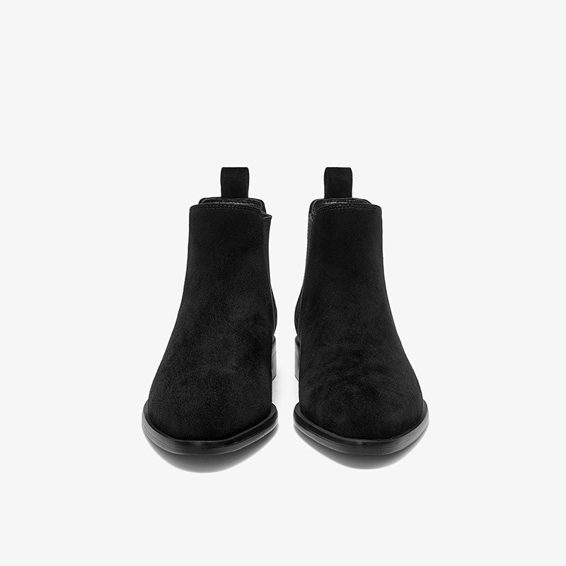 BeauToday Classic Suede Chelsea Boots with Pointed Toe Design Ankle Boots for Womem