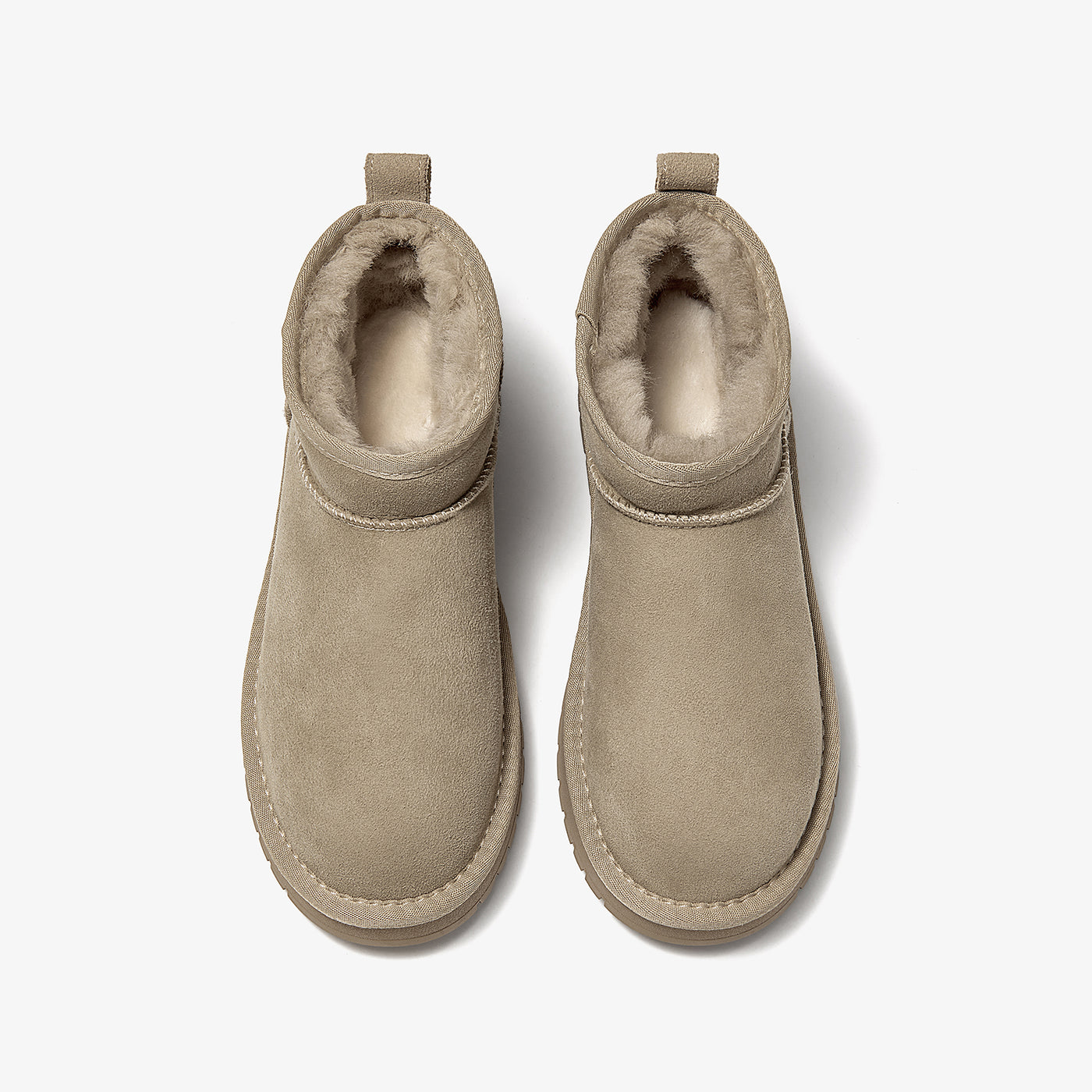 BeauToday Women's Wool Fur Lined  Mini Platform Ankle Boots