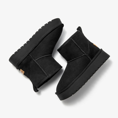 BeauToday Waterproof Platform Mini Boots with Premuim Wool Fur Lined for Women