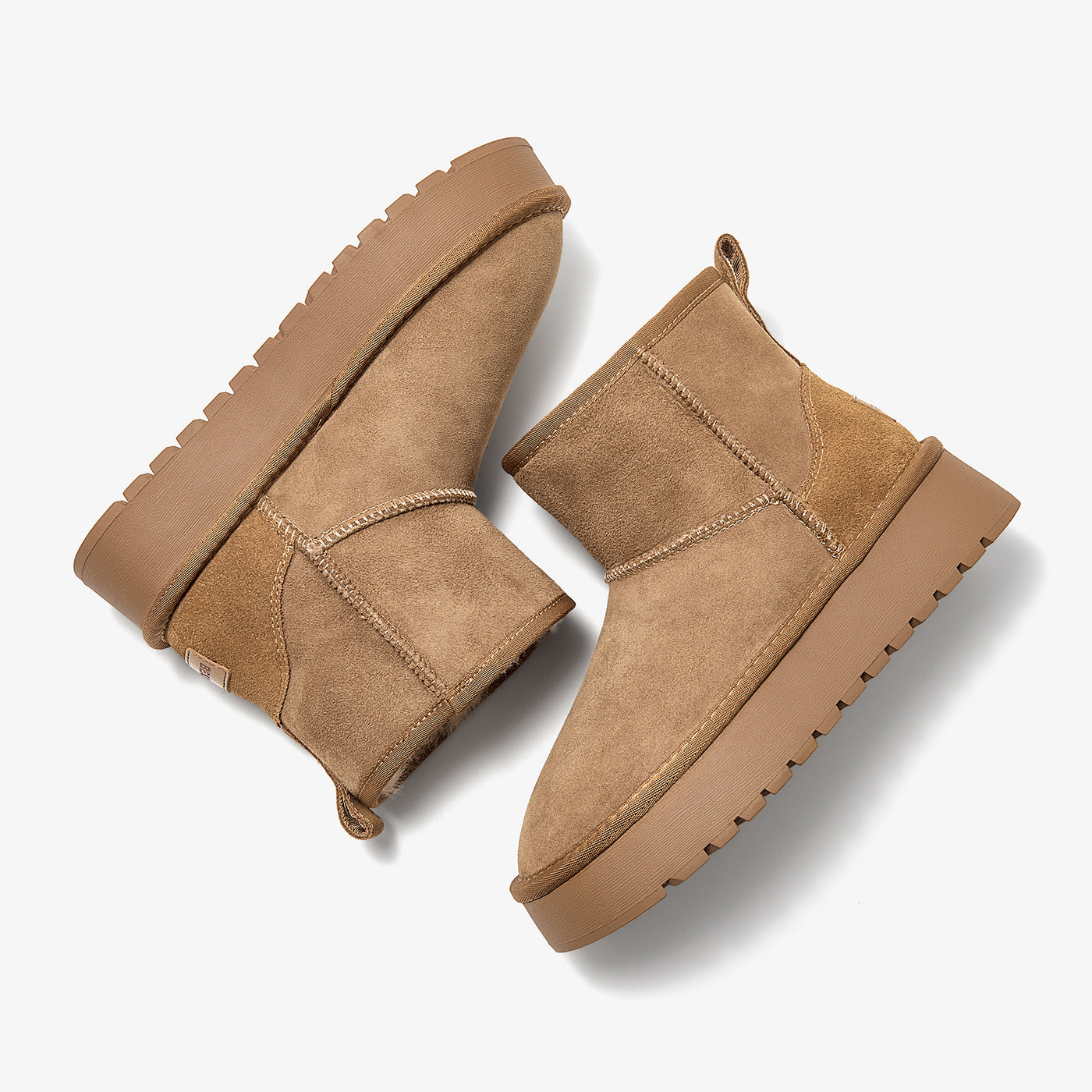 BeauToday Waterproof Platform Mini Boots with Premuim Wool Fur Lined for Women