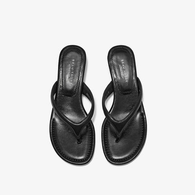 Beau Today Genuine Leather Kitten Heels Flip Flops for Women