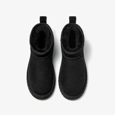 BeauToday Women's Wool Fur Lined  Mini Platform Ankle Boots