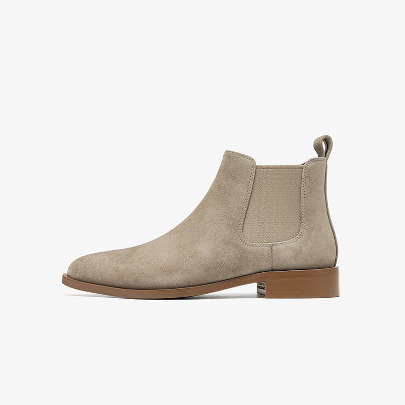 BeauToday Classic Suede Chelsea Boots with Pointed Toe Design Ankle Boots for Womem