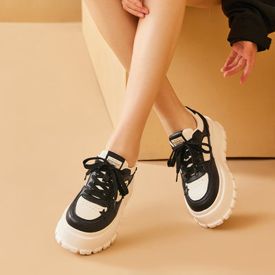 BeauToday Casual Round Toe Lightweight Platform Sneaker with Star Decoration for Women
