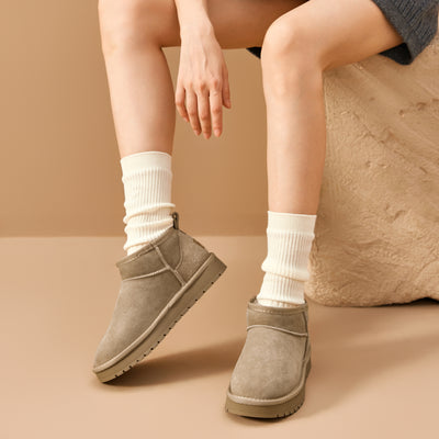 BeauToday Women's Wool Fur Lined  Mini Platform Ankle Boots