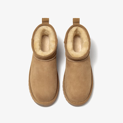 BeauToday Women's Wool Fur Lined  Mini Platform Ankle Boots