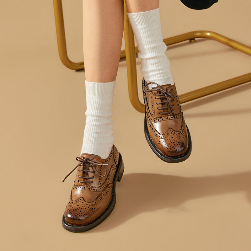BEAU TODAY Women s Oxford Shoes Leather Wingtip Brogue Oxfords For beau-today-women-s-oxford-shoes-leather-wingtip-brogue-oxfords-for