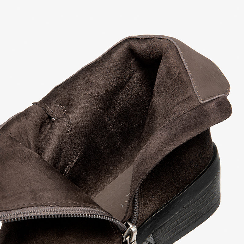 BeauToday Suede Chelsea Boots with Buckle Decor Pointed Toe Ankle Boots for Women