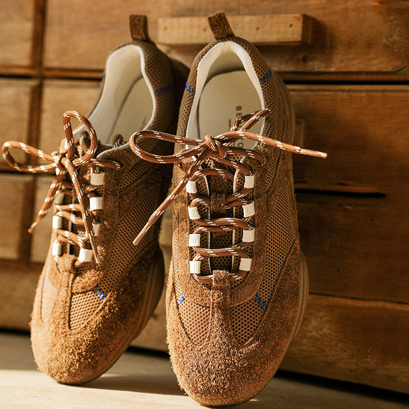 BEAU TODAY Women's Leather Retro Sneakers - Comfortable Flat Tennis Shoes For Casual Wear