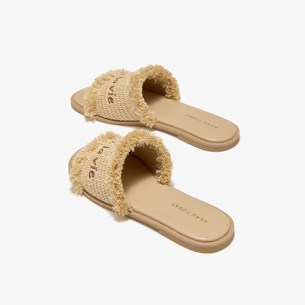 BeauToday Women's Ruched Flat Slides for Vacation Style