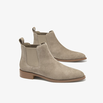 BeauToday Classic Suede Chelsea Boots with Pointed Toe Design Ankle Boots for Womem