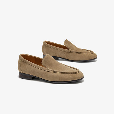 BeauToda Suede Loafers Slip-on Business Casual Shoes with Round Toe for Women