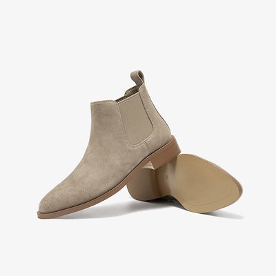 BeauToday Classic Suede Chelsea Boots with Pointed Toe Design Ankle Boots for Womem