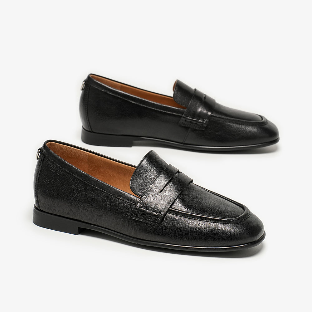 BeauToday Women's Sheepskin Penny Loafers Flats with Round Toe