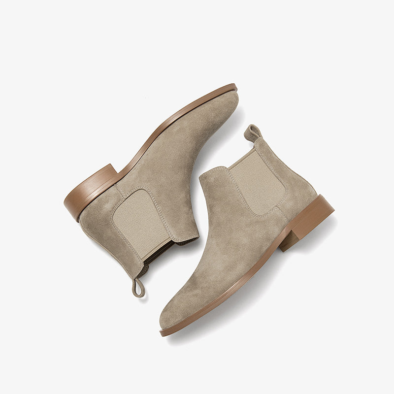 BeauToday Classic Suede Chelsea Boots with Pointed Toe Design Ankle Boots for Womem