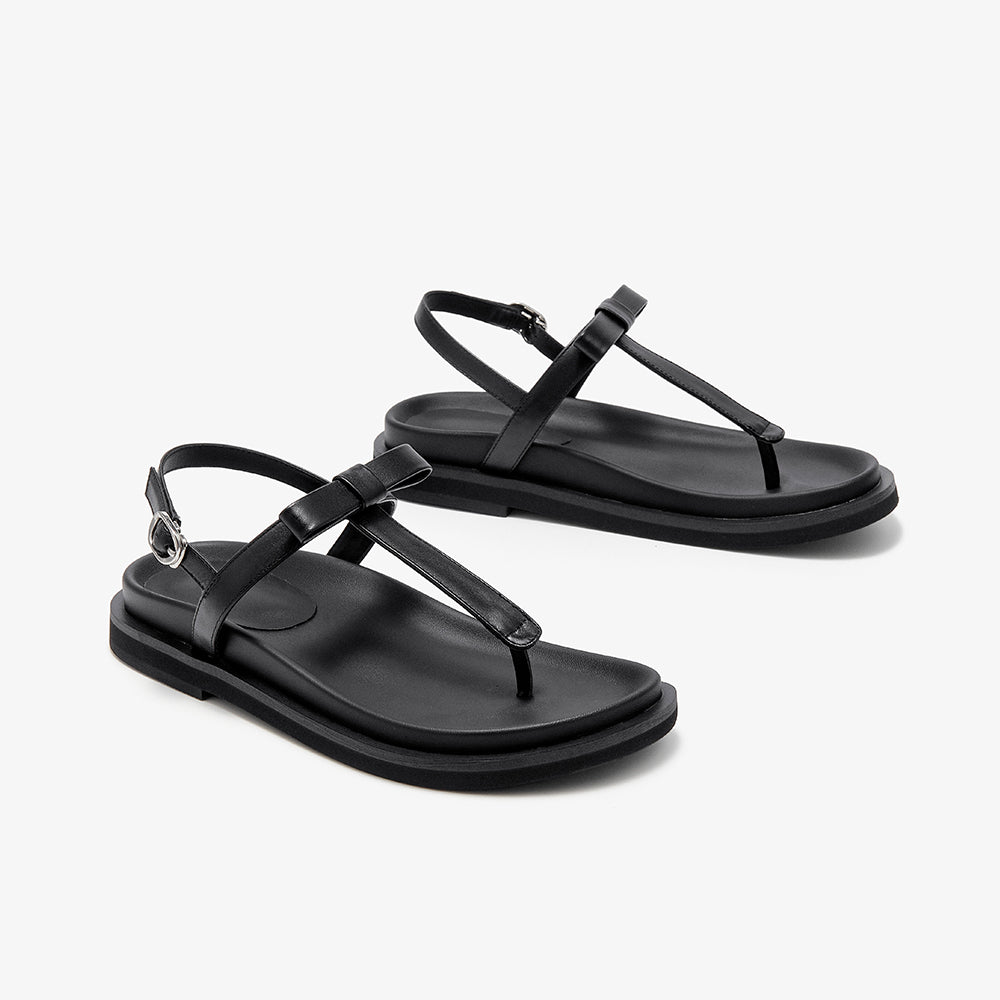 BeauToday Women's Leather Platform Lace Up Flip Flop Sandals for Vacation Style