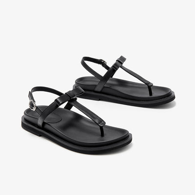 BeauToday Women's Leather Platform Lace Up Flip Flop Sandals for Vacation Style