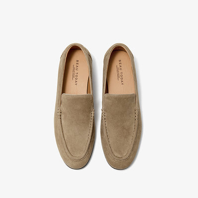 BeauToda Suede Loafers Slip-on Business Casual Shoes with Round Toe for Women