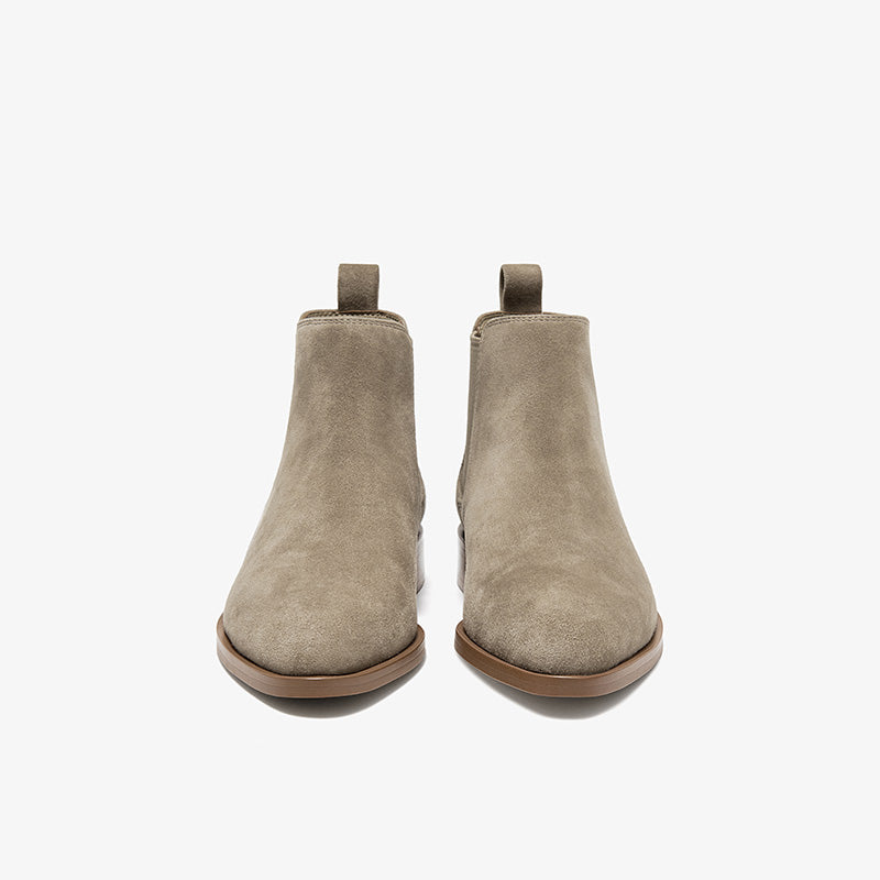 BeauToday Classic Suede Chelsea Boots with Pointed Toe Design Ankle Boots for Womem