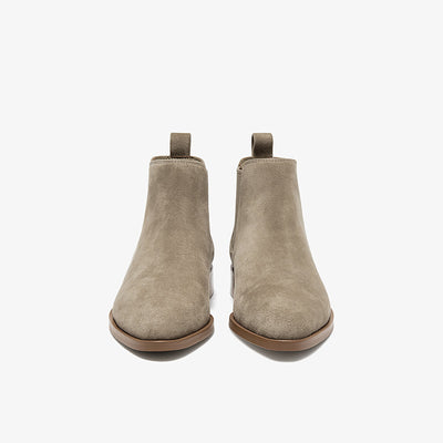 BeauToday Classic Suede Chelsea Boots with Pointed Toe Design Ankle Boots for Womem